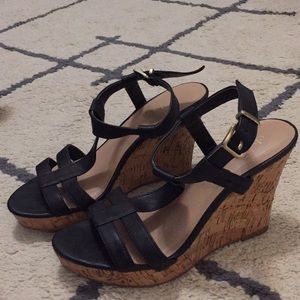 Black cork wedge size 8
